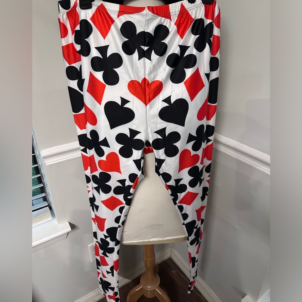 Joker Halloween Pants and Hat Playing Cards Pattern Printed